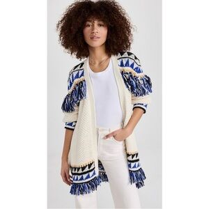 MOTHER | The Fringe Cardigan The Tassel is Worth the Hassle Knit Blue Blk | S